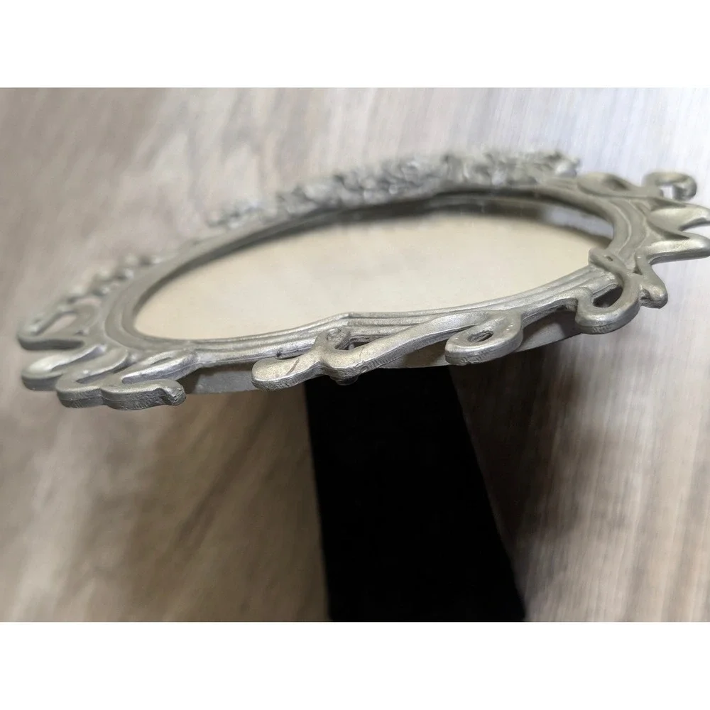 Vintage Heart Pewter Metal Floral Basket 'Super Mom' Script Picture Frame by SUN